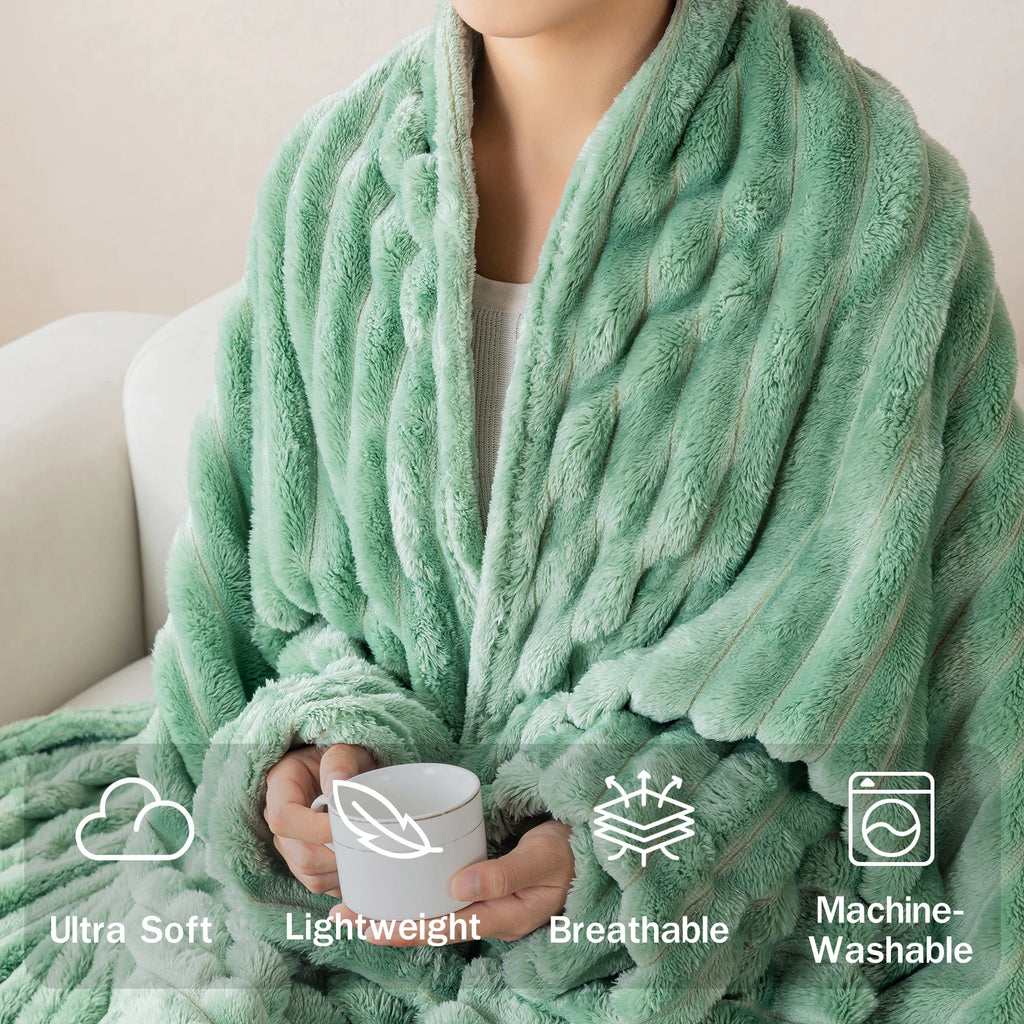 Soft Flannel Blanket – Warm Nap Throw in Multiple Colors, Christmas Gift Blanket