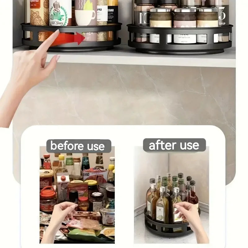 360° Rotating Multi-Layer Storage Box — Non-Slip Countertop Organizer for Kitchen, Spices & Cosmetics