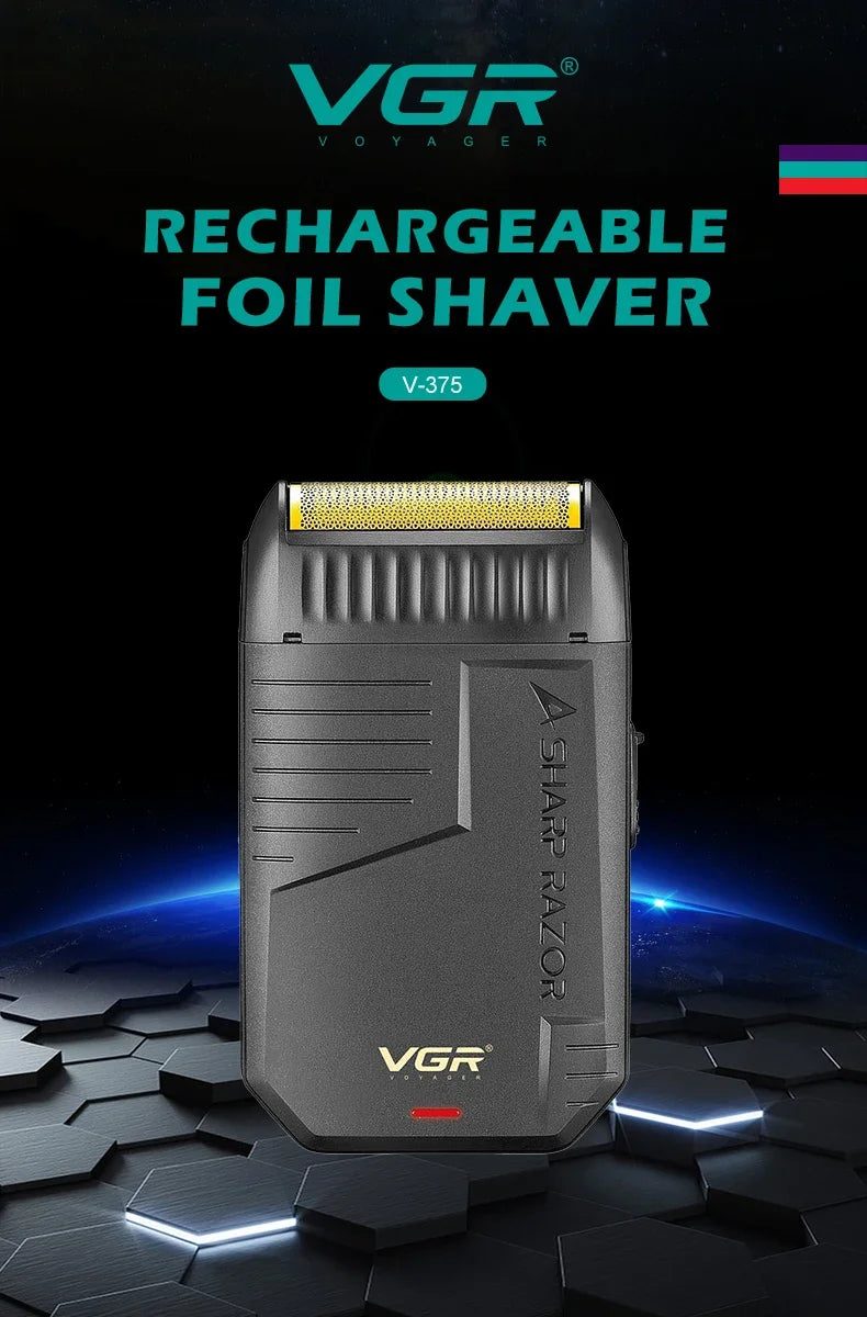 VGR V-375 Professional Foil Electric Shaver – Rechargeable, Pop-Up Trimmer, USB-C Fast Charge