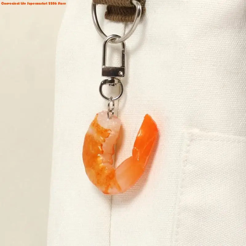 Funny Imitation Shrimp Keychain – Creative PVC Bag Pendant Key Ring for Women