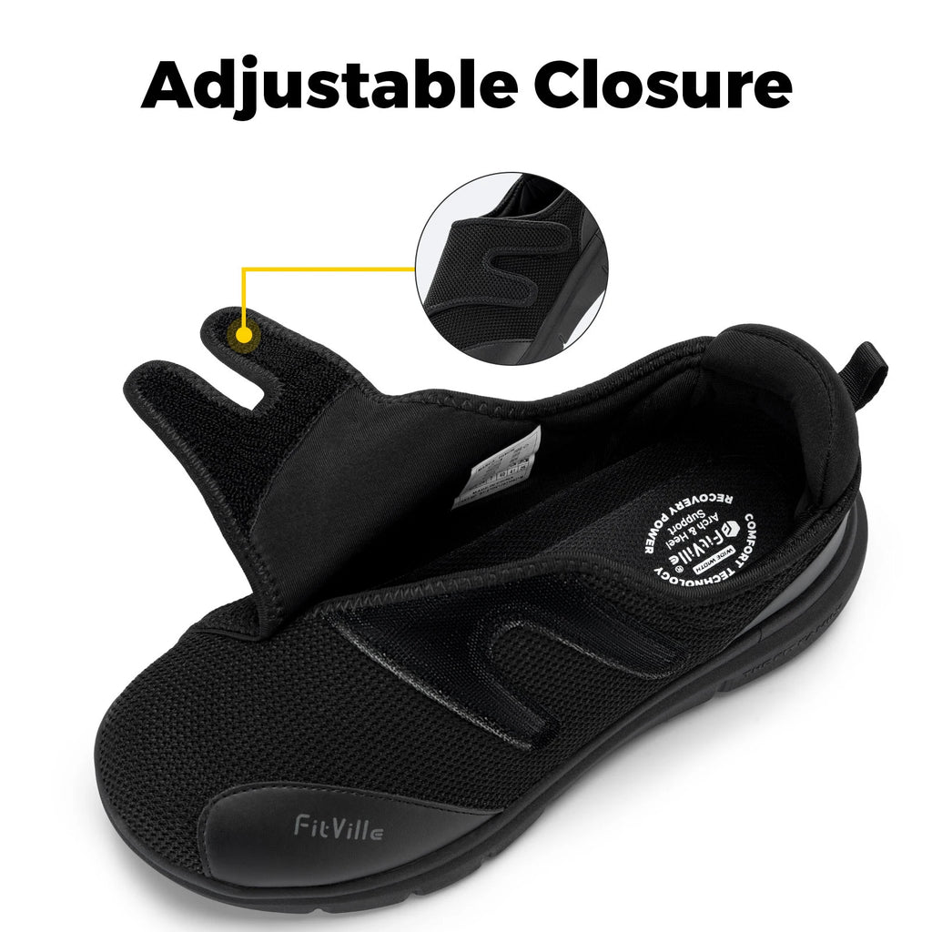 Men's Extra Wide Diabetic Half Slippers – Adjustable Lightweight for Swollen Feet & Plantar Fasciitis