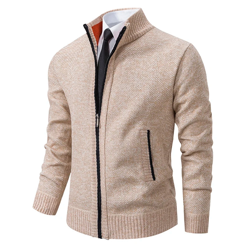 Men's Fleece Zip Cardigan Jacket — Warm Casual Layering Piece