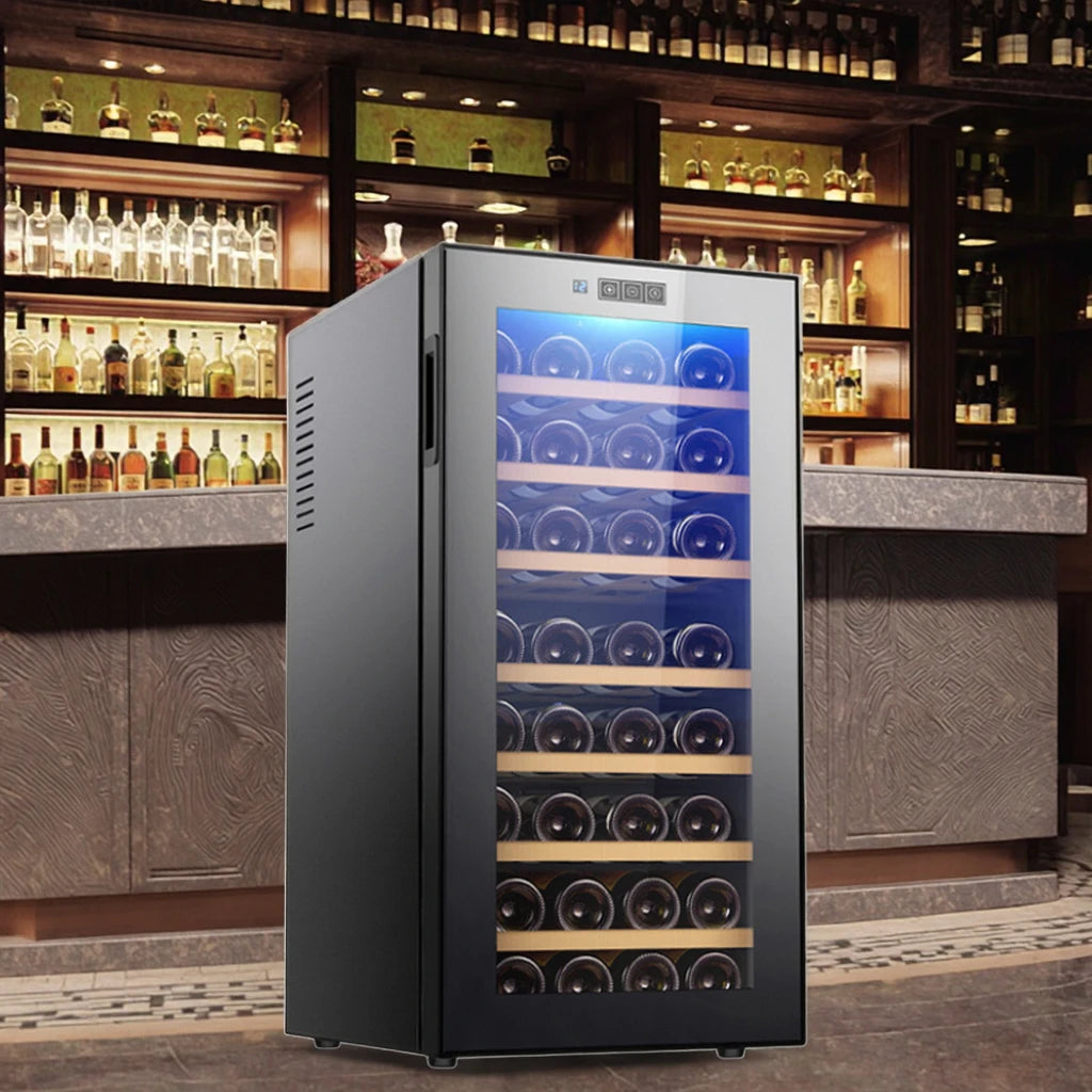 78L Freestanding Wine Cooler Fridge — 32-Bottle Stainless Steel Wine Cabinet for Household & Hotel Use