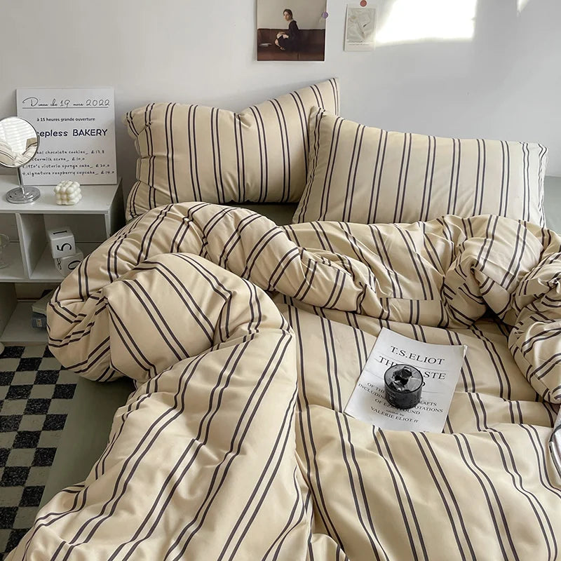 Stripe Bedding Comforter Set – Duvet Cover, Bed Sheet & Pillowcase, Single to King