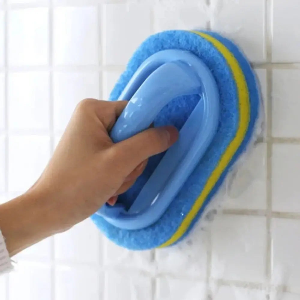 Multi-Functional Cleaning Sponge with Handle — Kitchen & Bathroom Scrubber