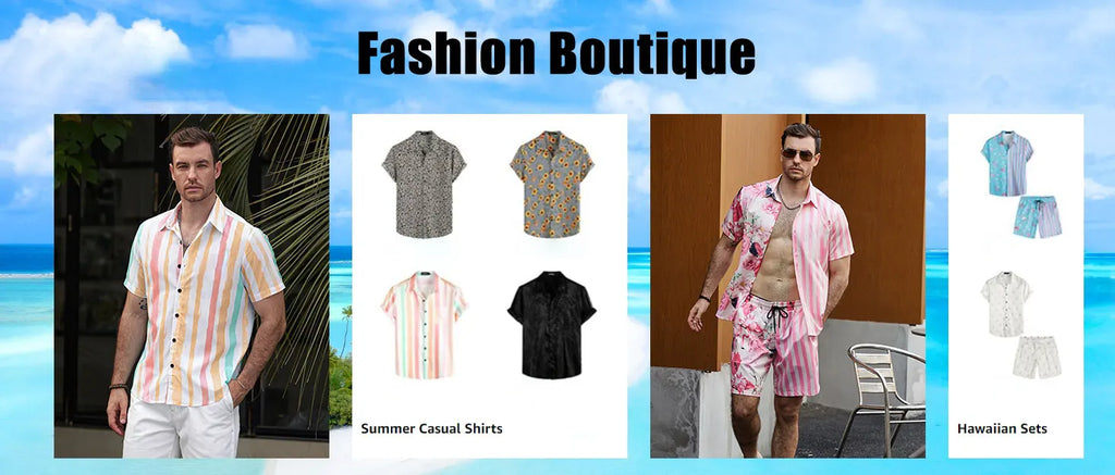 Men's Retro Textured Print Shirt & Shorts Set – Breathable Summer Holiday Pool Suit