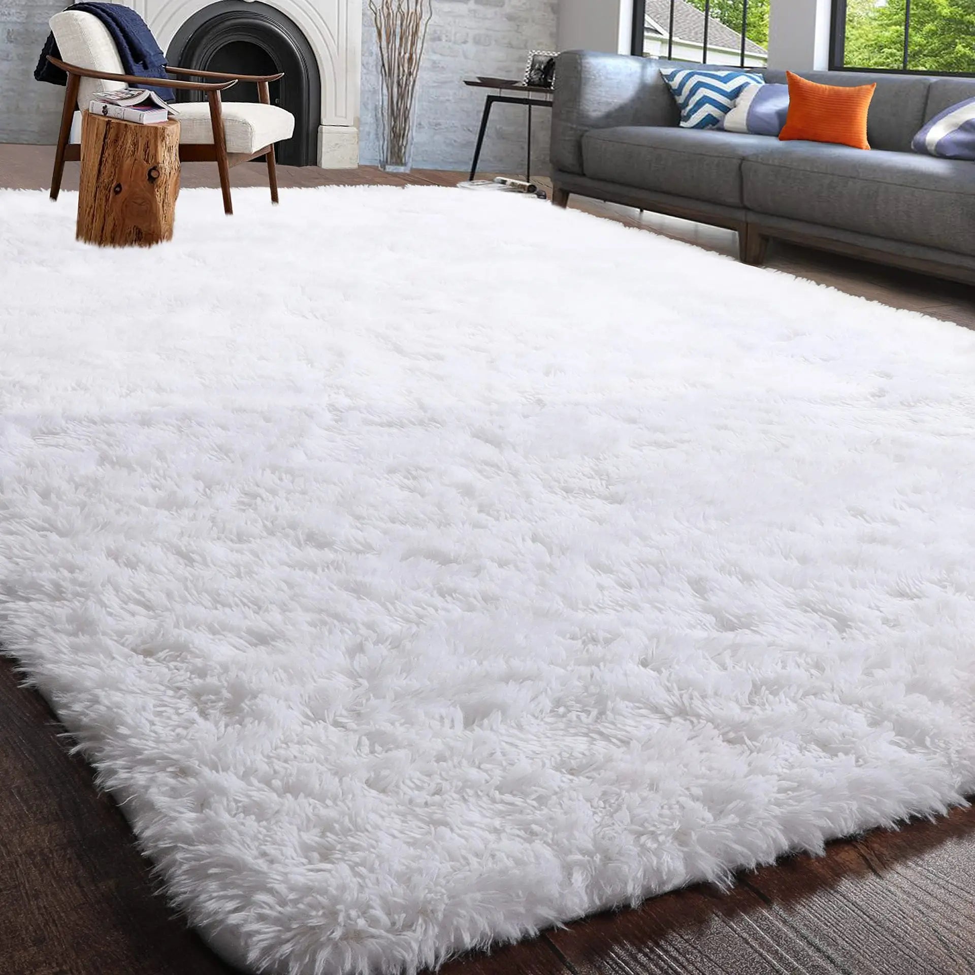 Fluffy Area Rug – Nordic Style Non-Slip Bedroom & Living Room Carpet, 8 Colors & 7 Sizes