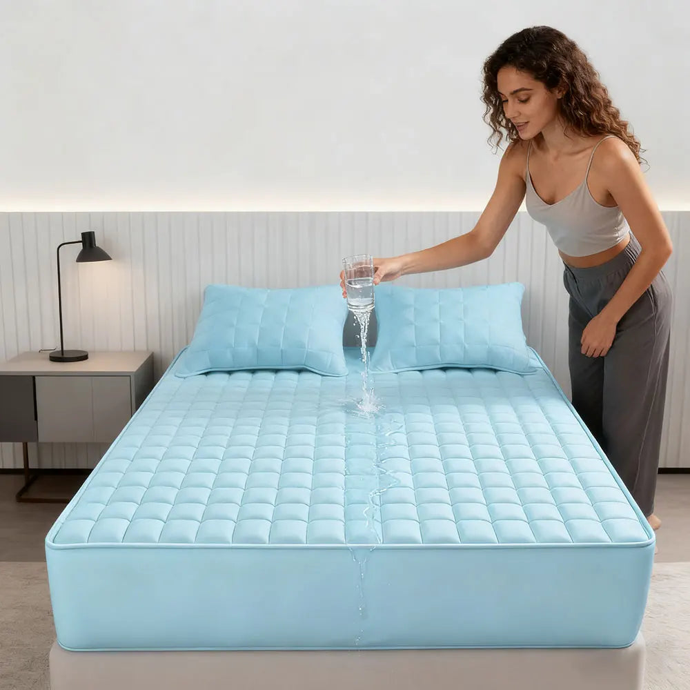 Waterproof Mattress Protector – All-Season Cooling, Breathable, Noiseless, Thickened Mattress Pad Cover