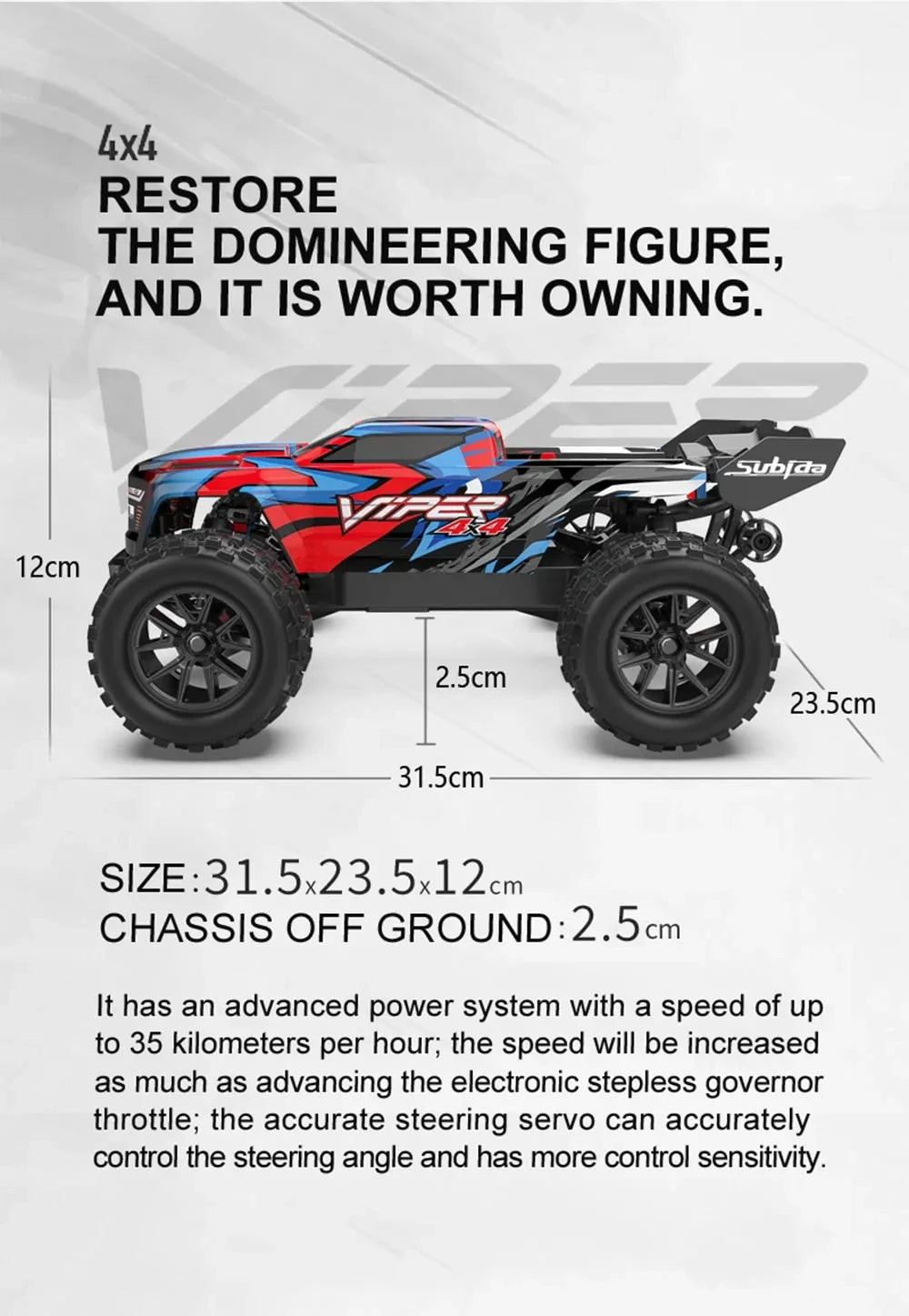 50KM/H 1:16 Scale 4WD RC Car with LED Lights – High Speed Off-Road Buggy Truck