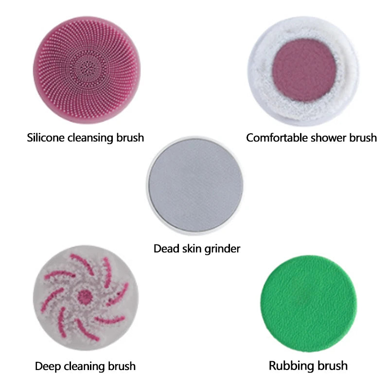 Silicone Electric Body Scrubber – IPX7 Waterproof Cordless Shower Brush with Back Massage & Exfoliating Heads