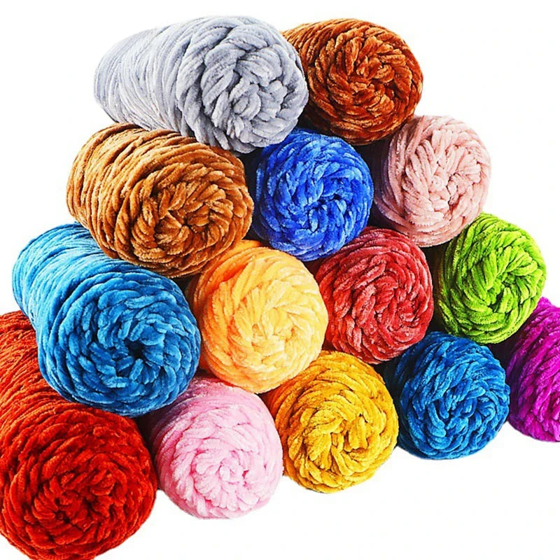 Chenille Soft Velvet Yarn – 95g Blended Knitting Wool for Crochet Scarves, Baby Blankets & Hats