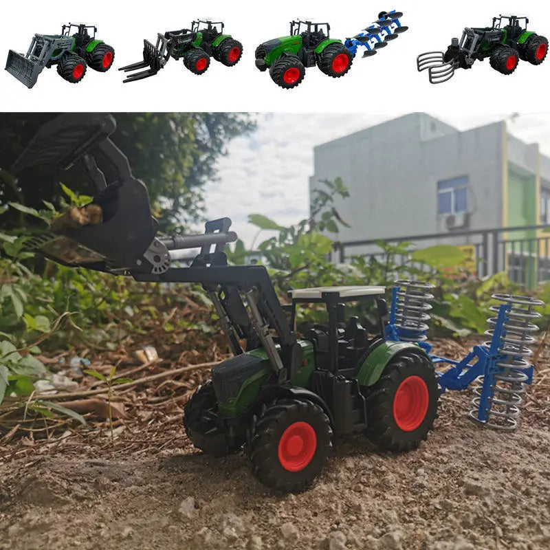 Farm Tractor Toy with Trailer & Accessories – Simulation Farmer Vehicle Set for Kids