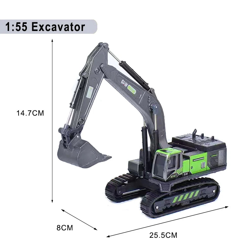Die-Cast Engineering Vehicle Toy – Excavator, Crane, Bulldozer & Backhoe for Kids