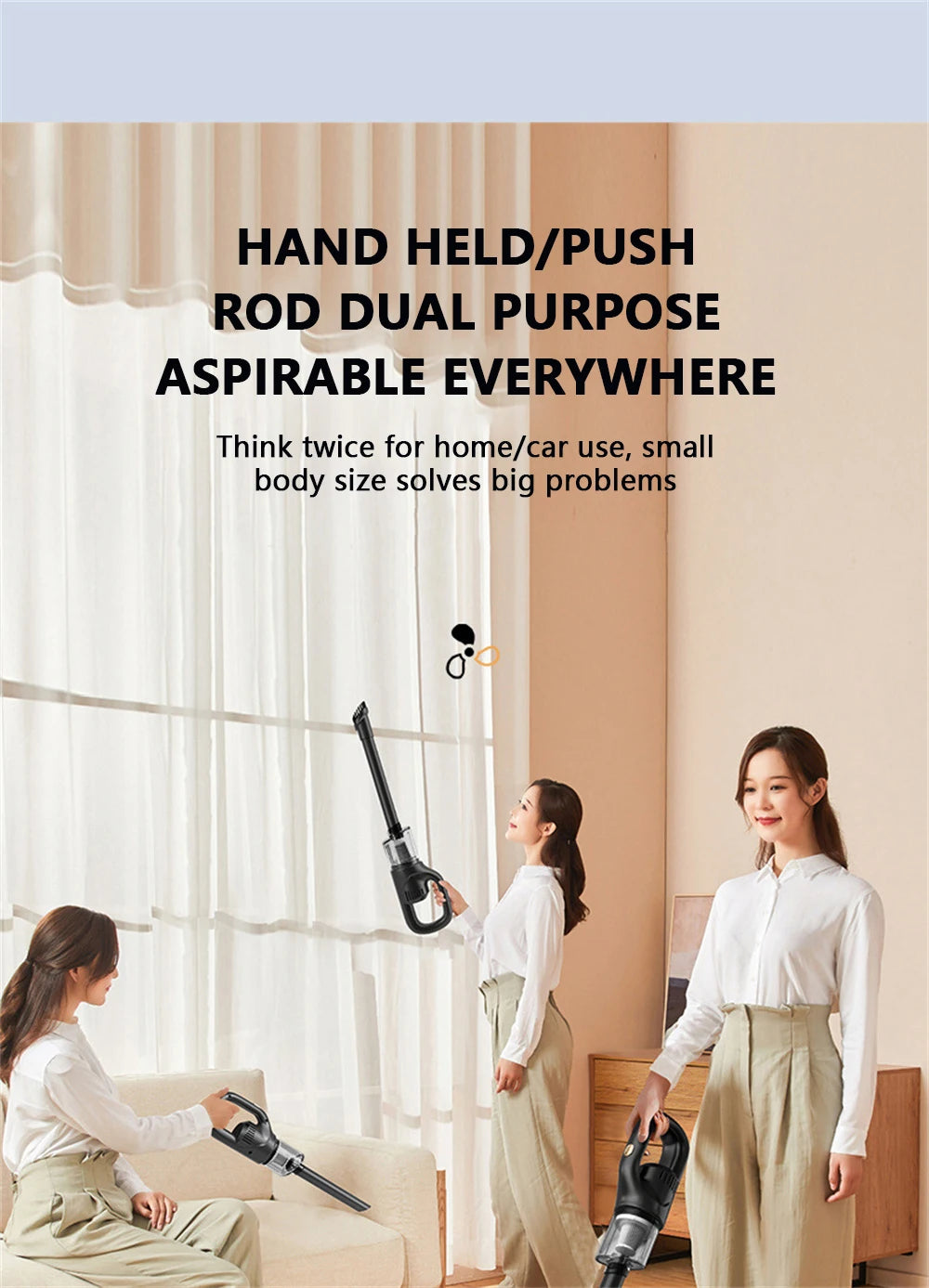 Wireless Cordless Handheld Vacuum Cleaner – 50000Pa Strong Suction for Car, Home & Pet Hair