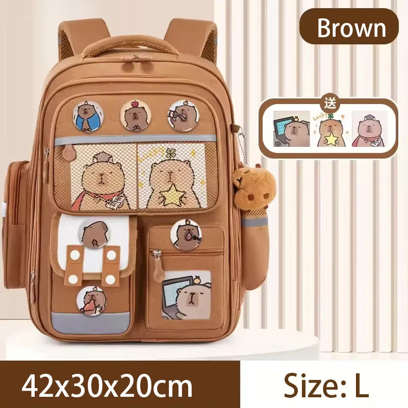 Capybara Large Capacity Kids Backpack – School Bag for Boys & Girls