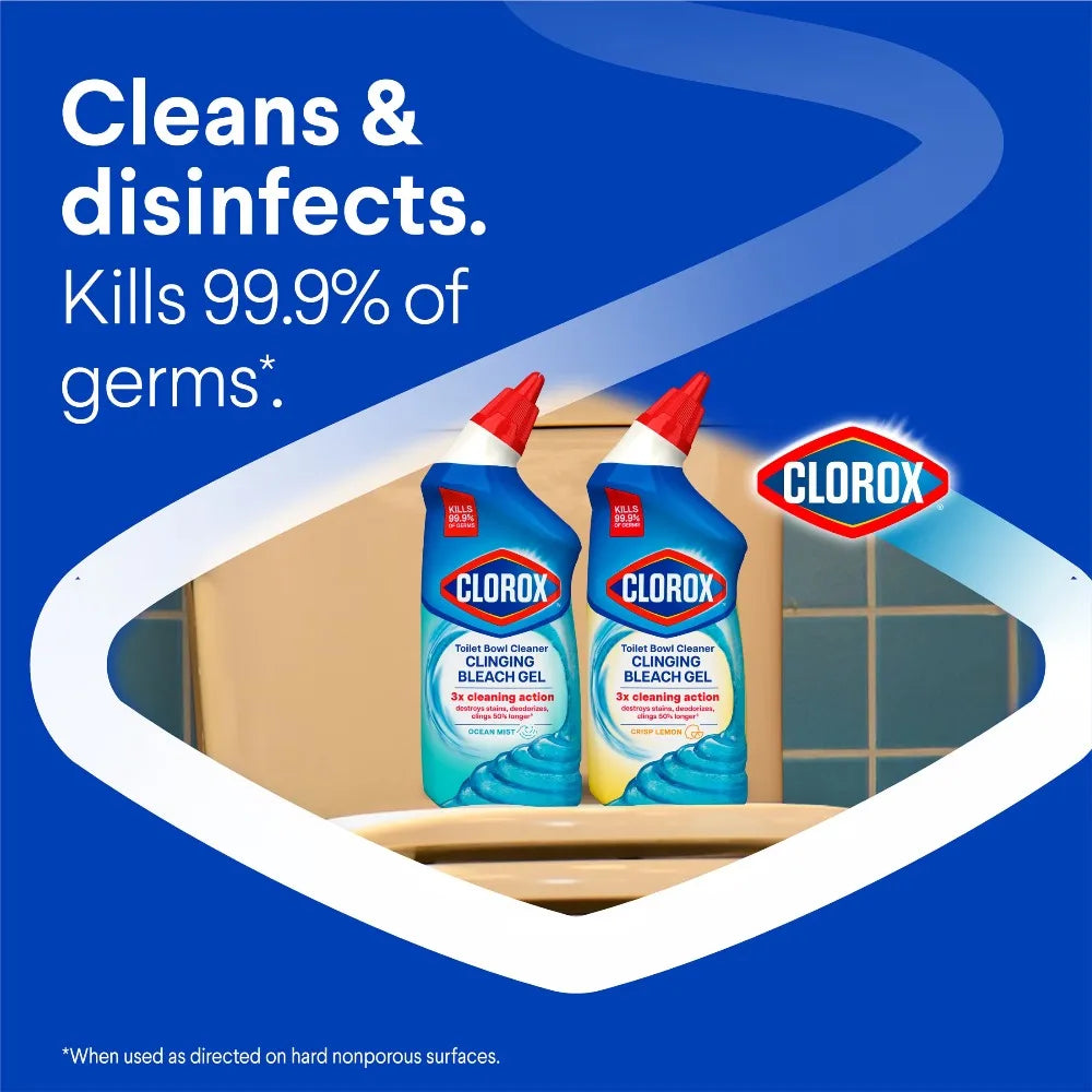 Sparkling Clean in Seconds — Toilet Bowl Cleaner Gel with Bleach | 3X Cleaning, Ocean Mist, 24 fl oz, Pack of 2
