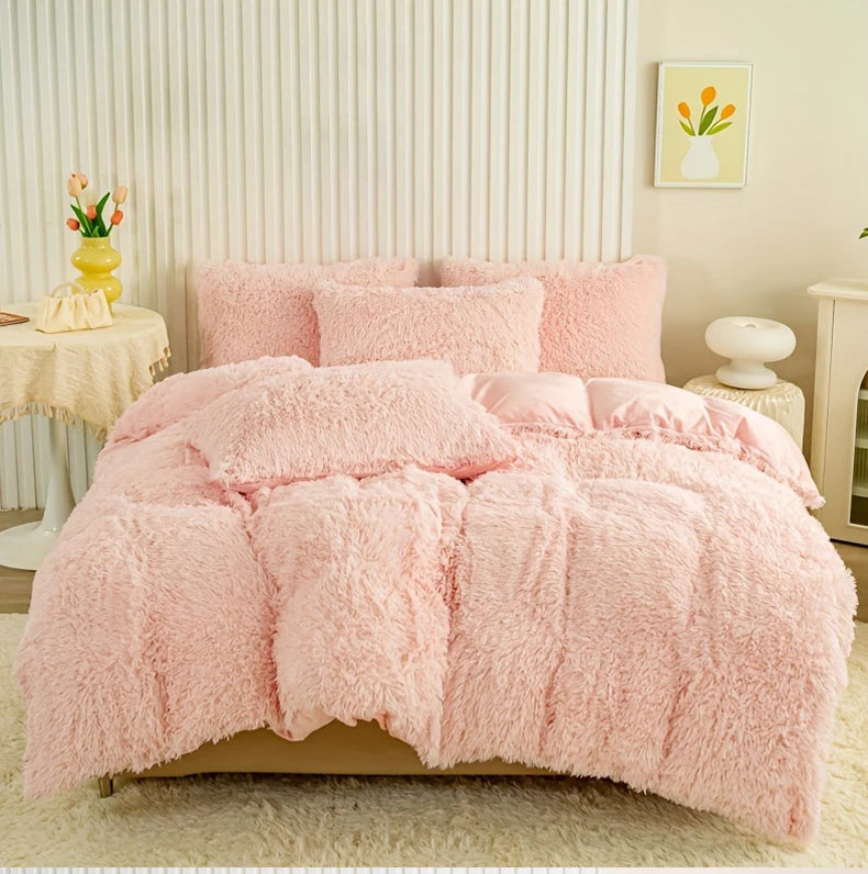Plush Faux Fur Duvet Cover Set – Luxurious 3-Piece Bedding, 16 Colors & 10 Sizes