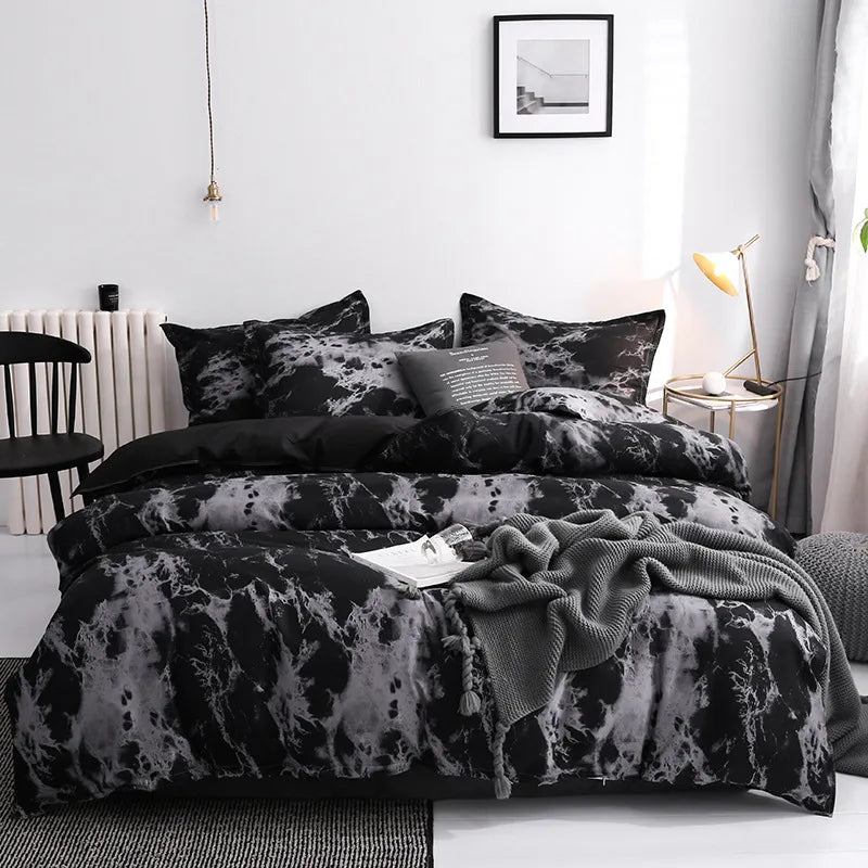 Black & White Duvet Cover Set – 200TC 3-Piece Bedding with 2 Pillowcases, 10 Sizes