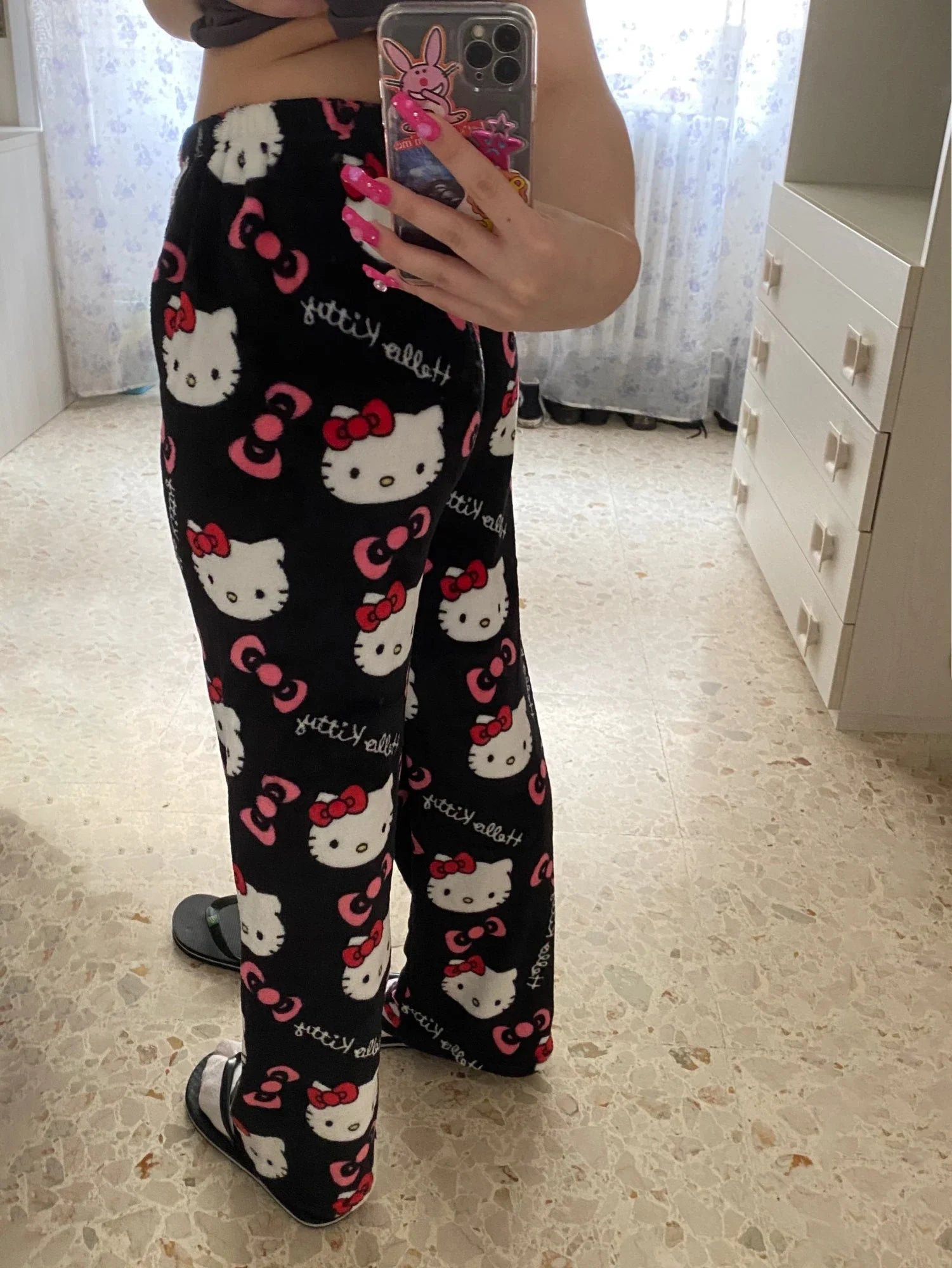 Y2K Hello Kitty Anime Pajama Pants | Cartoon Couple Casual Homewear Trousers