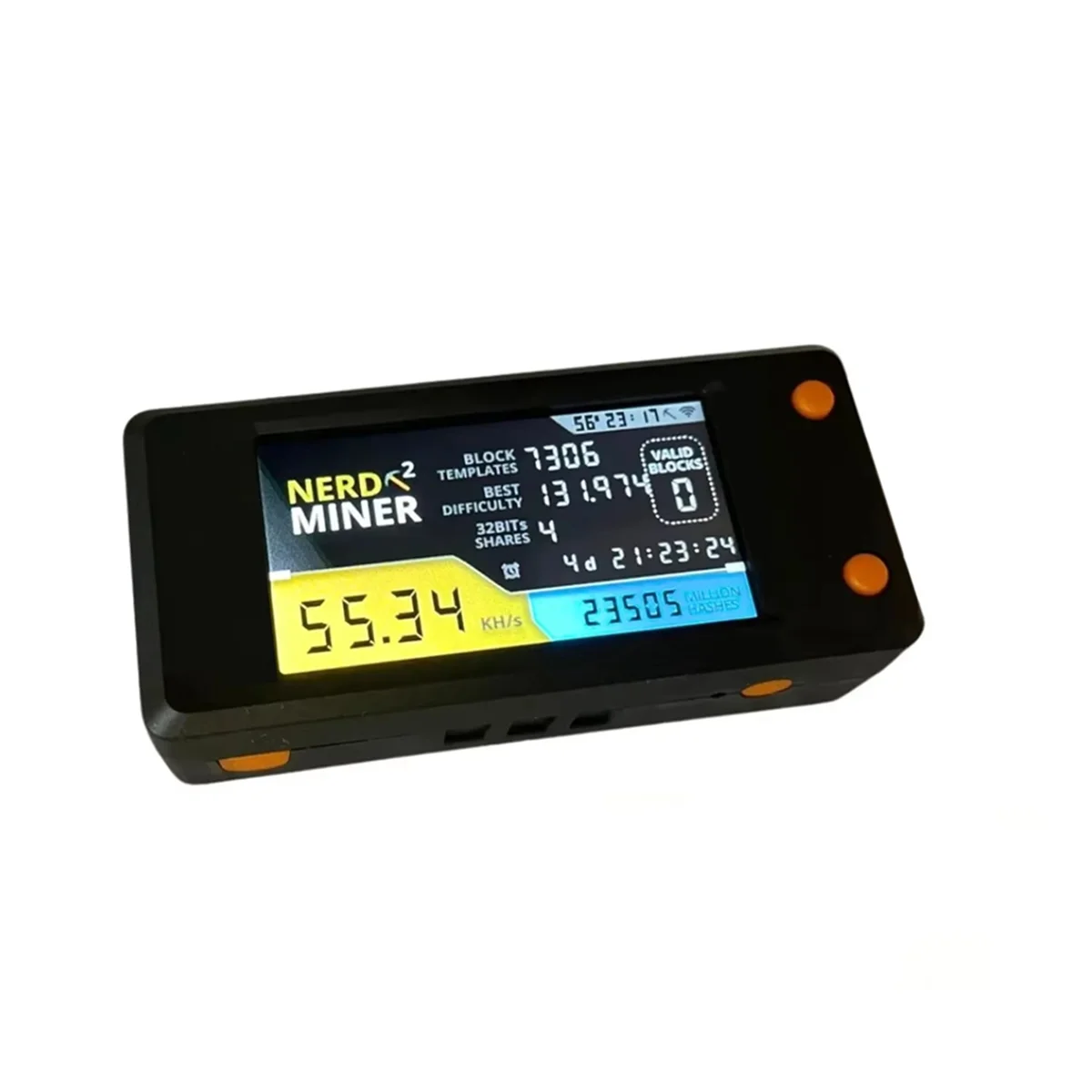 NerdMiner V2 Bitcoin Solo Lottery Miner — 78KH/s with Live Mining Display