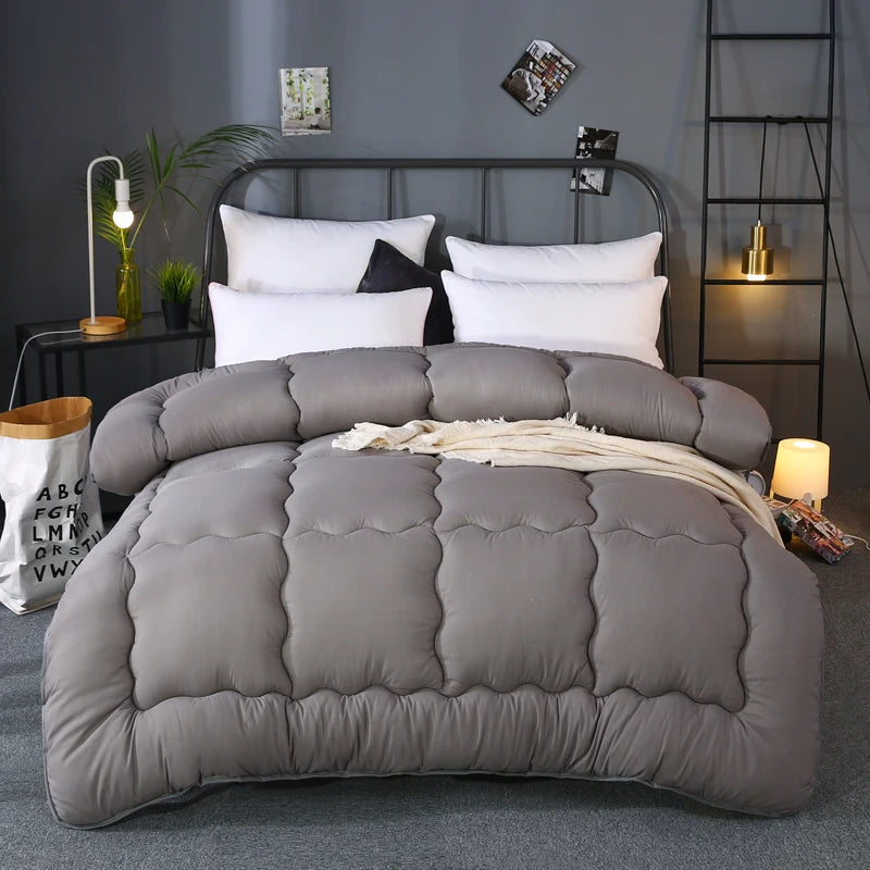 Thick Winter Hotel Quilt Comforter – Grey Quilted Blanket, Queen & King, 220x240cm