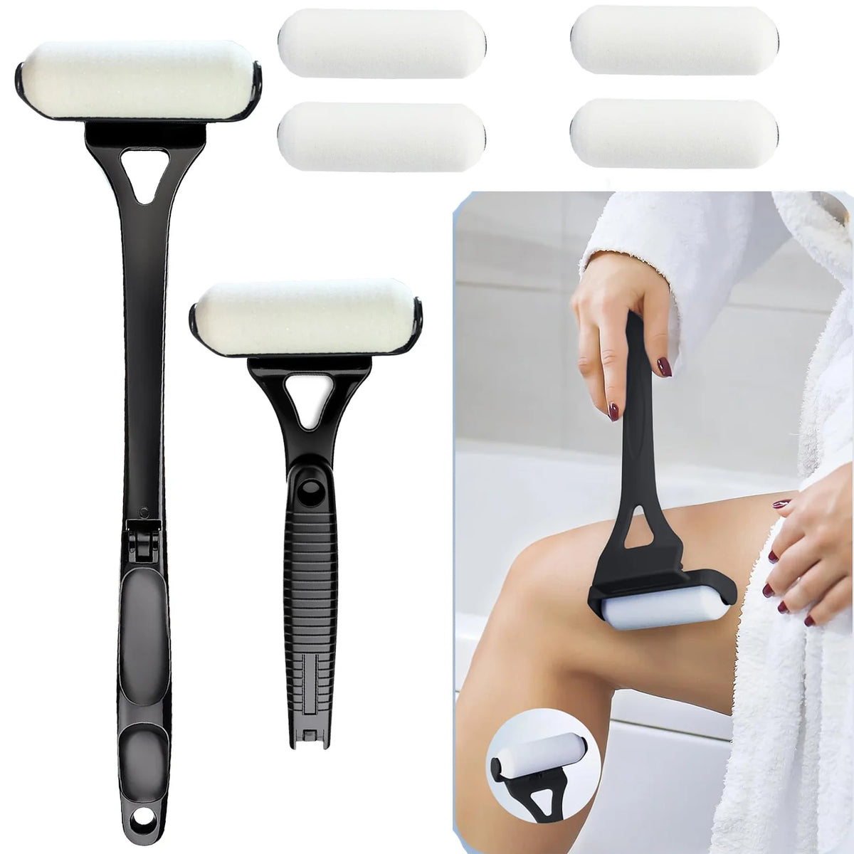 Long Handle Lotion Applicator Stick – Foldable Self-Sunscreen & Tanning Back Applicator with 2 Heads