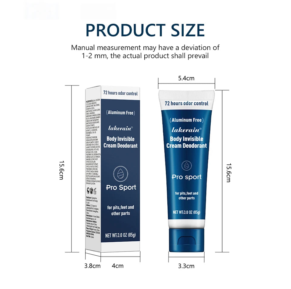 72h Invisible Deodorant Cream for Men 85g – Aluminum-Free