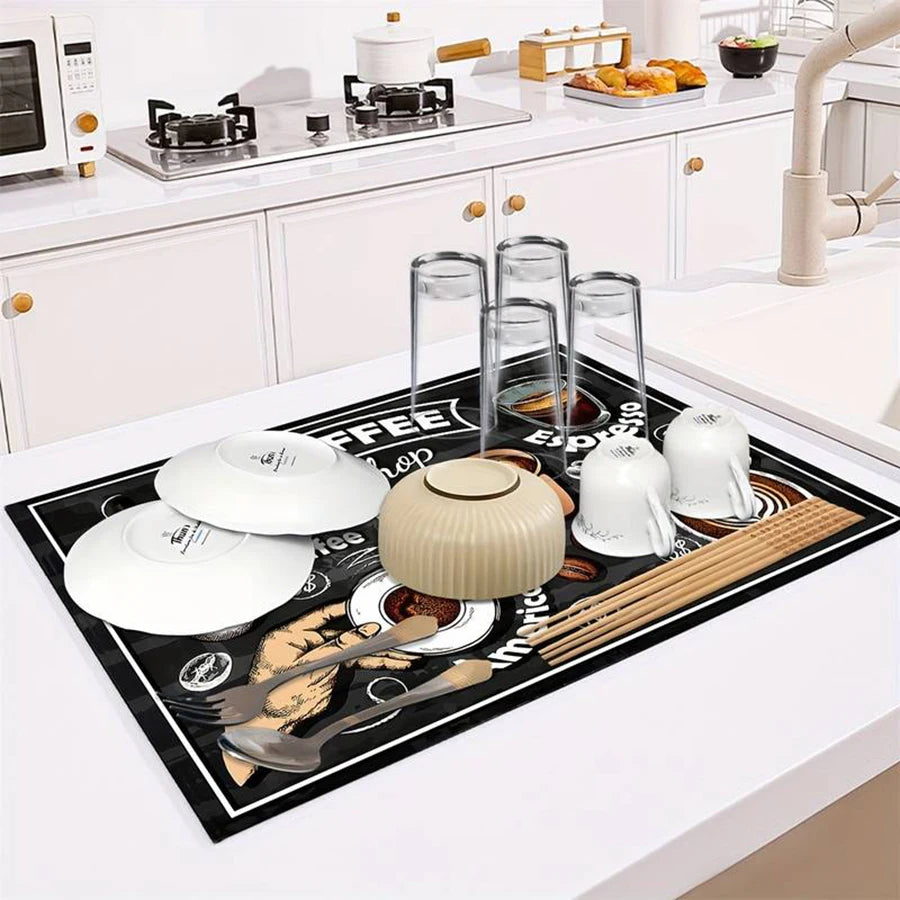 Coffee Machine Mat — Quick-Absorbing Kitchen Counter Drying & Drainage Mat