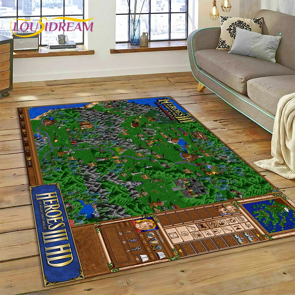 Heroes of Might & Magic Retro Gaming Rug – Non-Slip Floor Mat for Living Room, Bedroom & Sofa, 27 Designs & 9 Sizes