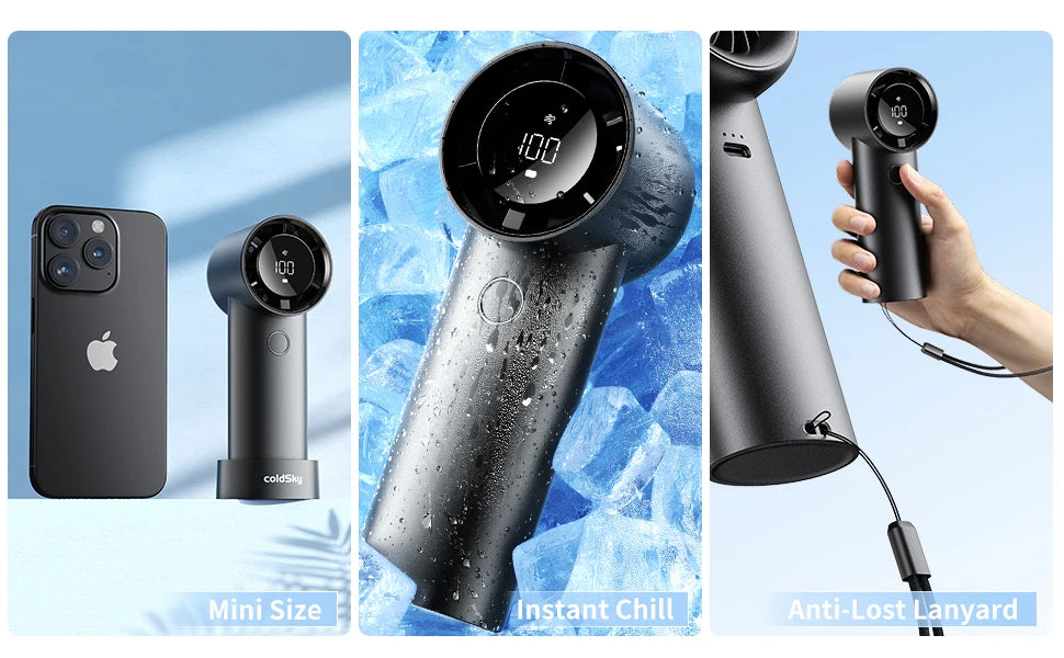 coldSky Portable Handheld Fan — 6000mAh 5-Speed Cooling Fan