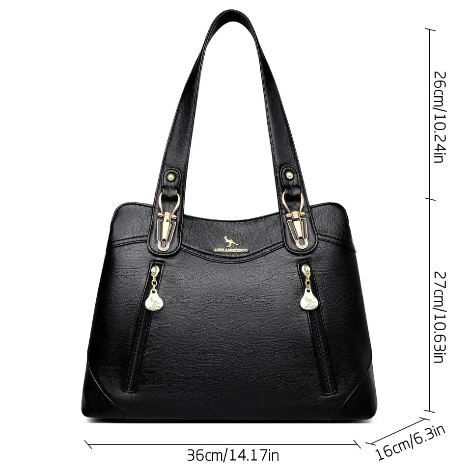 VANDERWAH Bark Pattern Microfiber Leather A4 Tote Bag – Luxury Designer Shoulder Handbag for Women