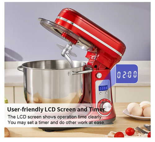 6L 1200W Stand Mixer — Quiet DC Motor, 6-Speed, Dough Kneader & Egg Whisk