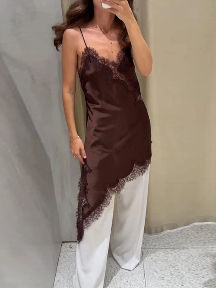 Brown Square-Neck Pleated Mini Dress — Sleeveless Backless Bodycon Club Dress