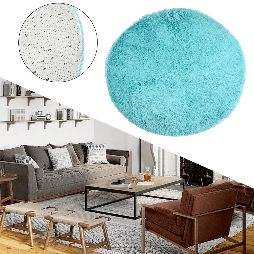 Super Soft Shaggy Area Rug – Anti-Slip 4cm Pile Round Rug for Living Room & Bedroom, 12 Colors & 3 Sizes