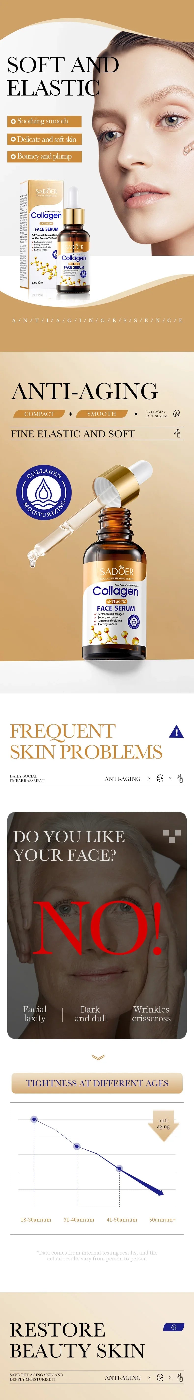 3-Piece Collagen Face Serum Skincare Set — Firming Moisturizing Nourishing Facial Essence