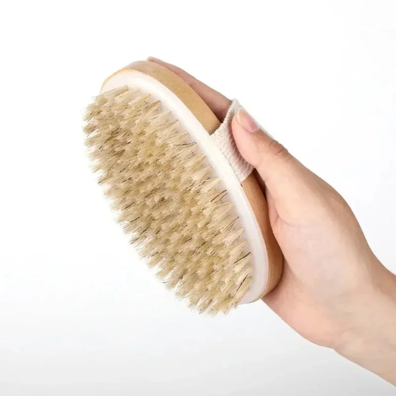 Natural Bristle Dry Brushing Body Brush – Dead Skin Remover & Anti-Cellulite Massage for Blood Circulation