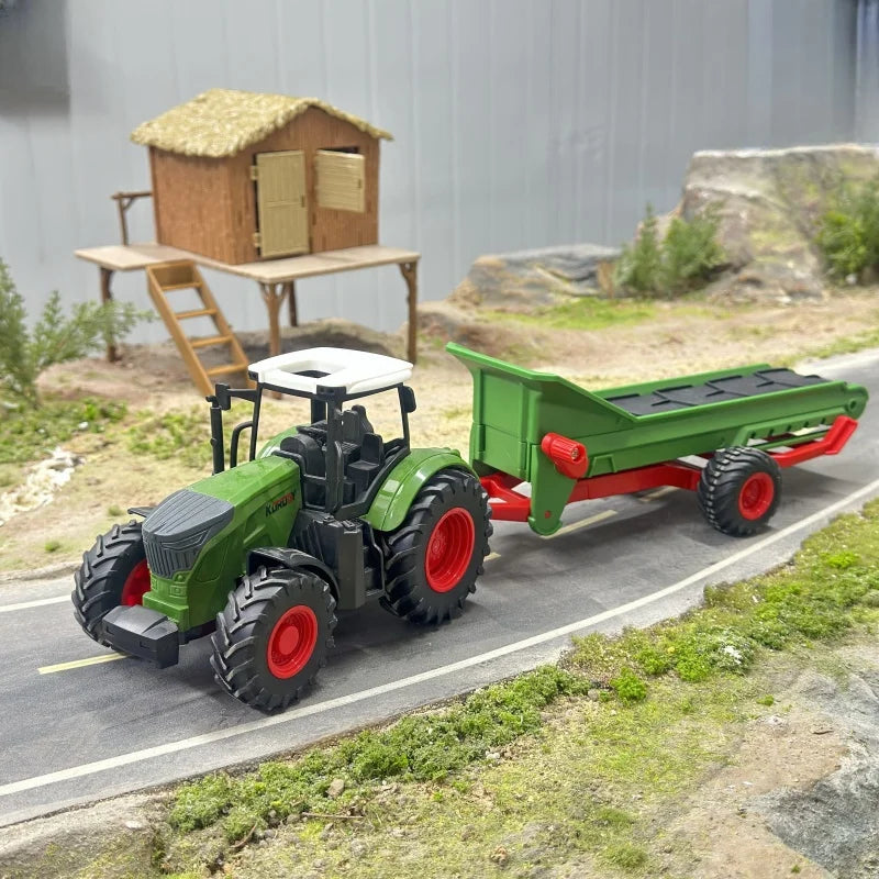 Large Scale Farm Tractor Toy Playset with Trailer & Accessories – DIY Farmer Transport Set