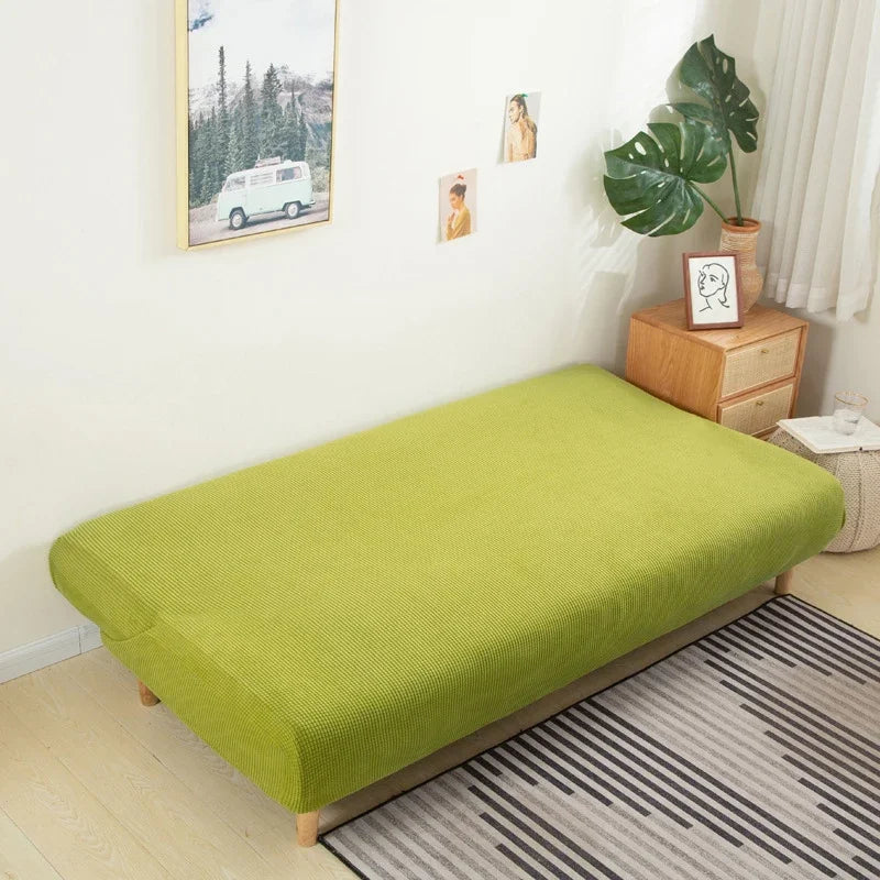 Armless Futon Sofa Bed Cover – Polar Fleece Elastic Slipcover for Folding Furniture & Bench