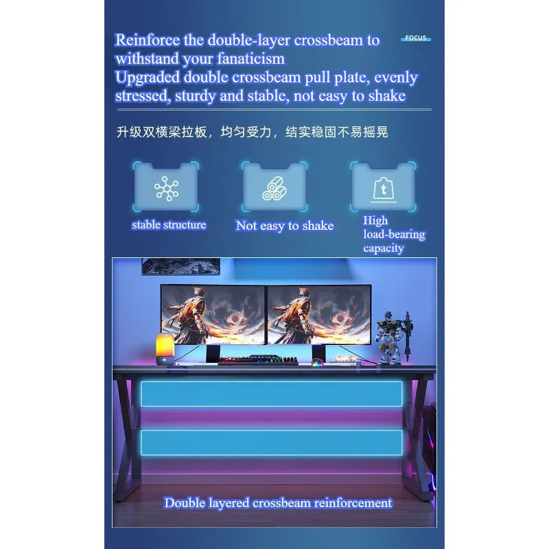 Student Writing & E-Sports Computer Desk — Metal Frame Home Office Workbench