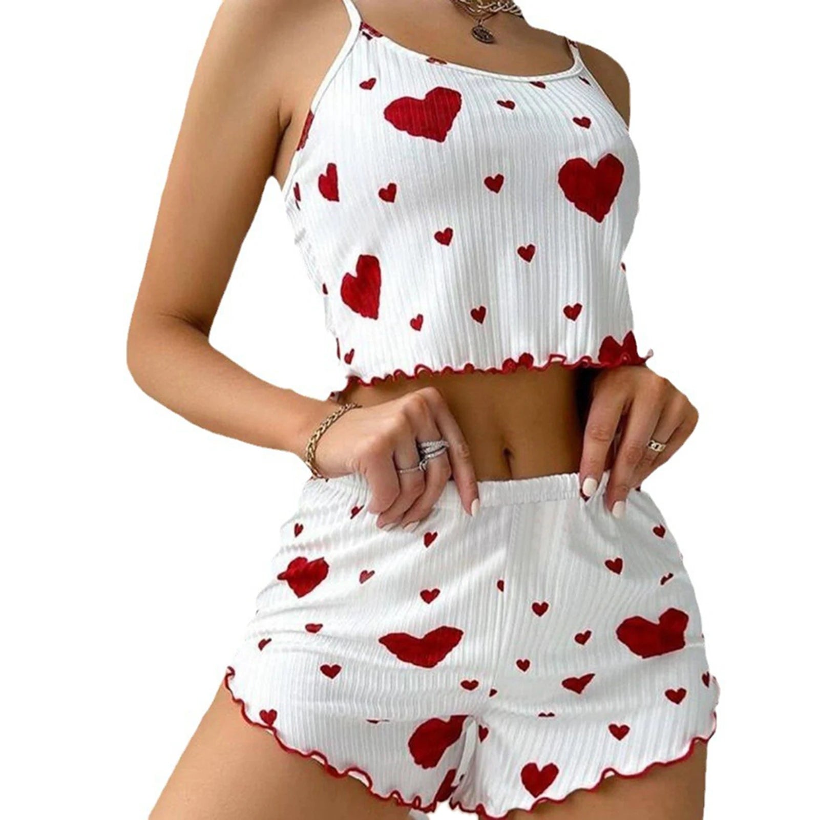 Women's 2-Piece Tank Top & Shorts Pajama Set | Soft Casual Love Print Sleepwear