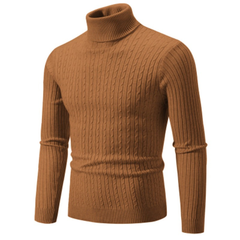 Men's High Neck Turtleneck Knit Sweater — Classic Winter Knitwear