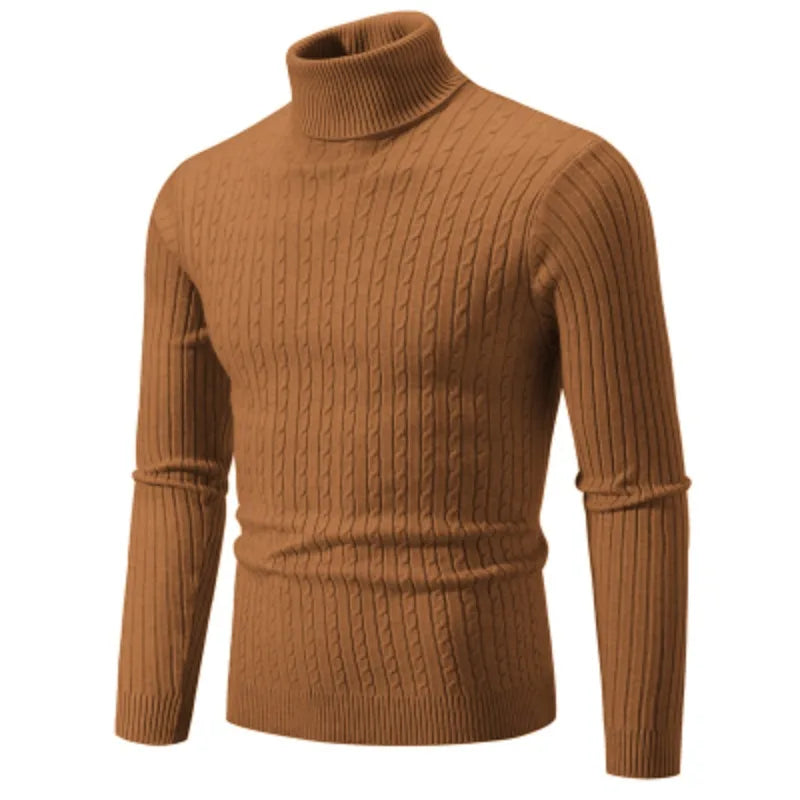 Men's High Neck Turtleneck Knit Sweater — Classic Winter Knitwear
