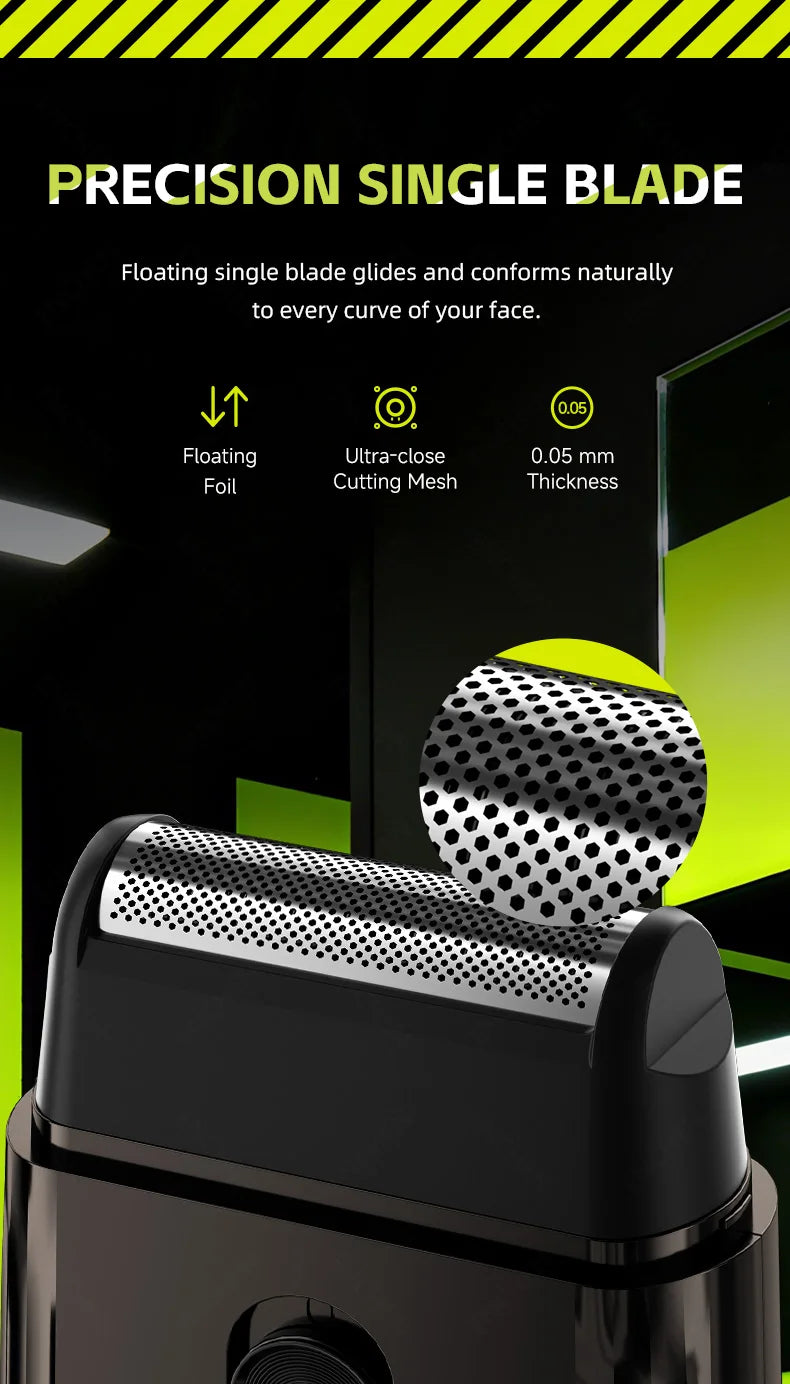 Compact Foil Electric Shaver — Pop-Up Precision Trimmer, Type-C Charging, 7000RPM