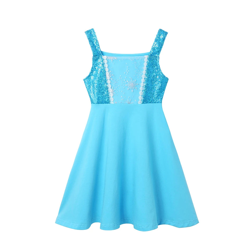 Girls' Princess Costume Dress – Mermaid & Rapunzel One-Shoulder Short Sleeve Summer Casual Vest
