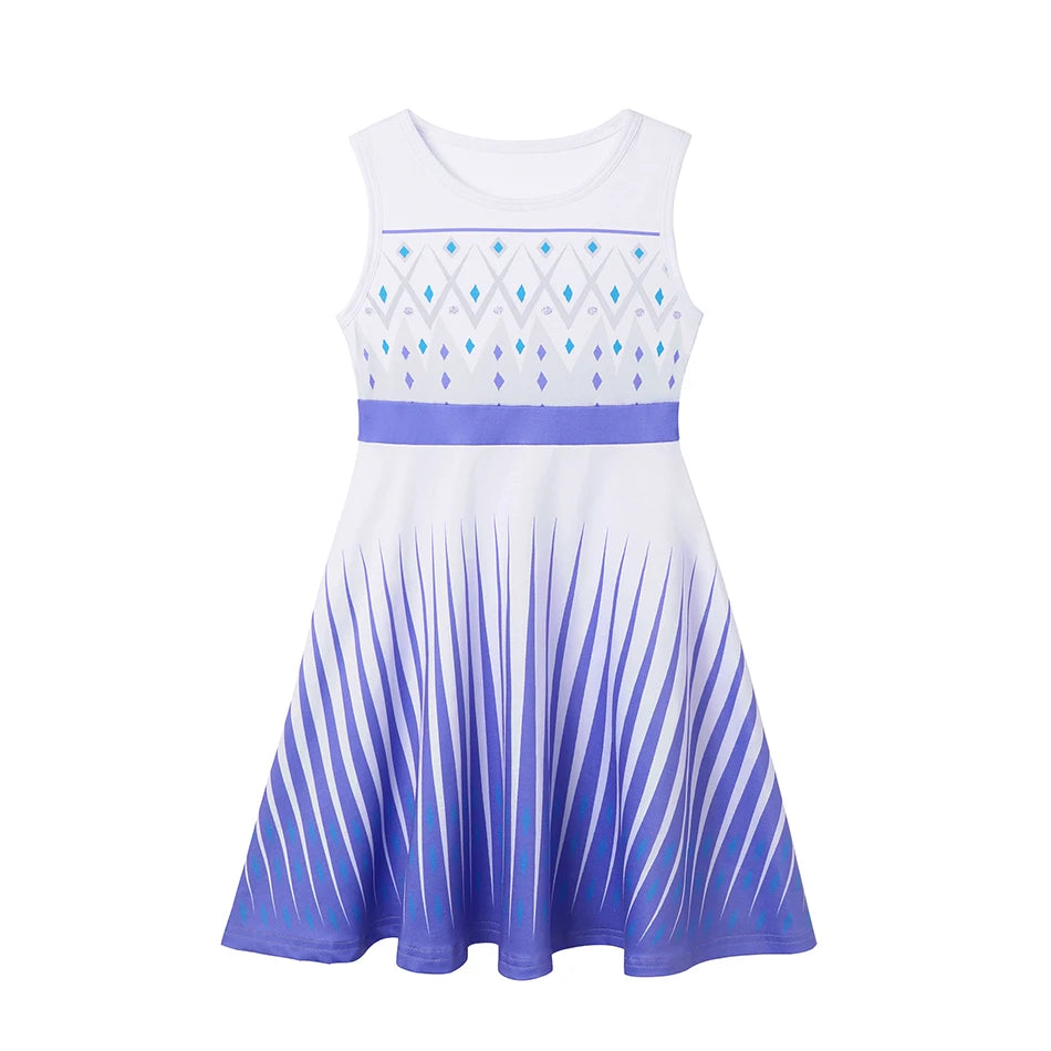 Girls' Princess Costume Dress – Mermaid & Rapunzel One-Shoulder Short Sleeve Summer Casual Vest