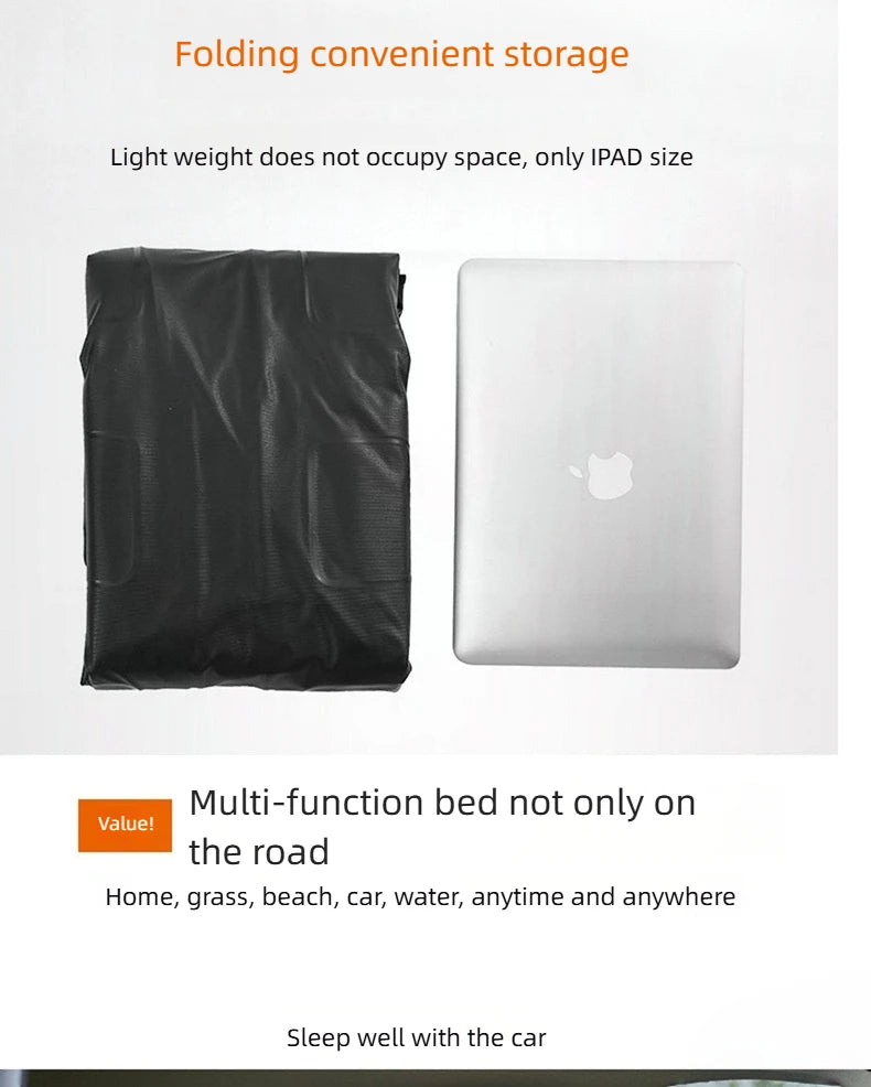 Car Inflatable Mattress – Soft Fabric Backseat Air Bed for Road Trips & Camping, Multiple Colors