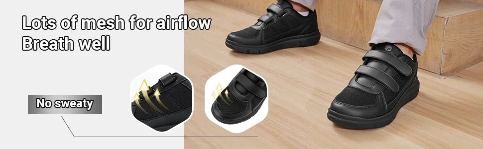 Men's Extra Wide Diabetic Flat Shoes – Orthopedic Wide Fit for Elderly Neuropathy, Swollen Feet & Foot Pain Relief
