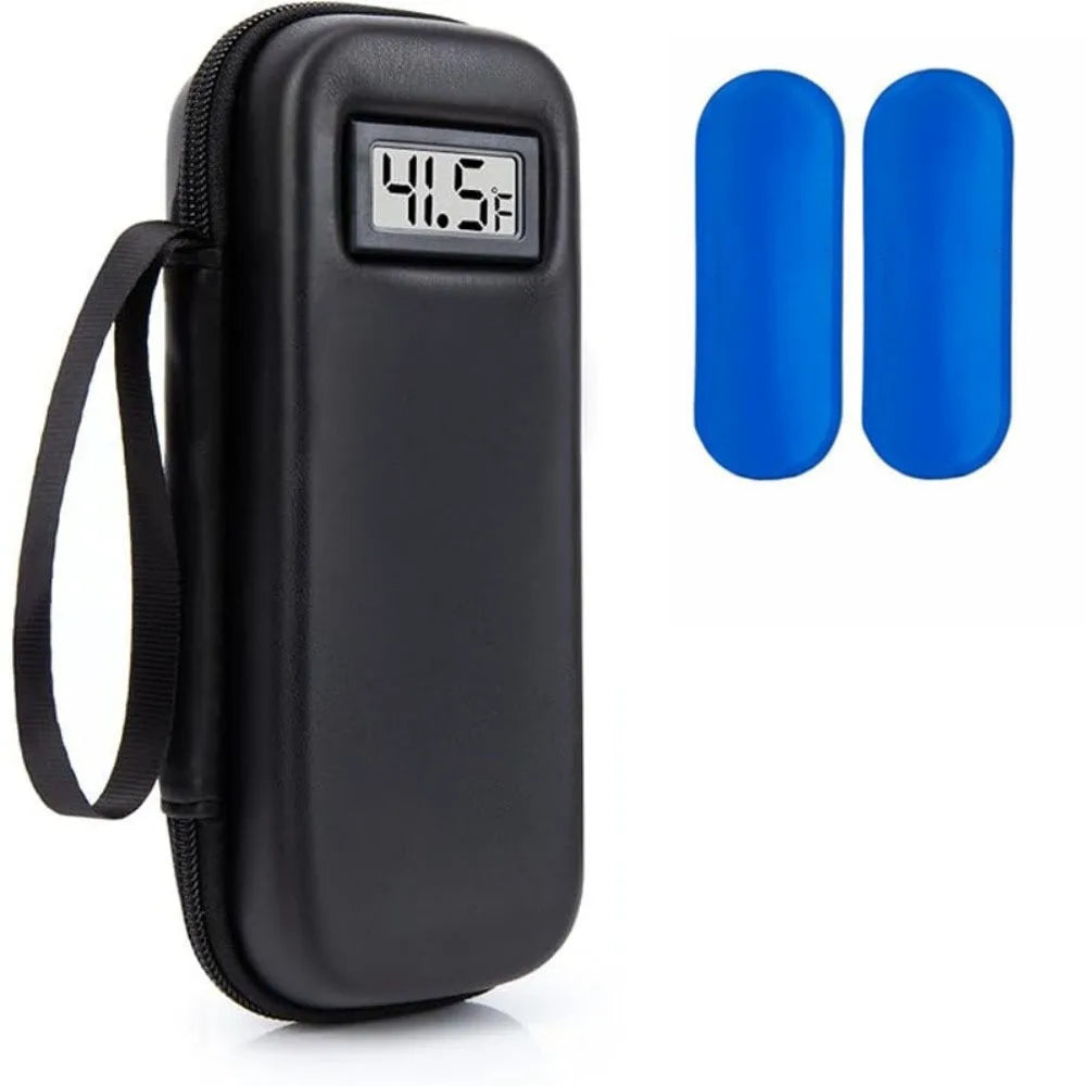 Insulin Cooler Travel Case with Thermometer Display – Waterproof Insulated Refrigerated Medicine Organizer Bag