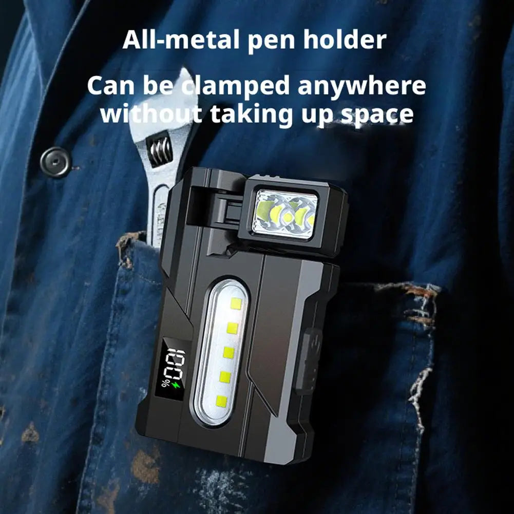 Mini COB LED Flashlight – 400 Lumen, 180° Rotating Magnetic Base, IP68, USB Rechargeable Work Light