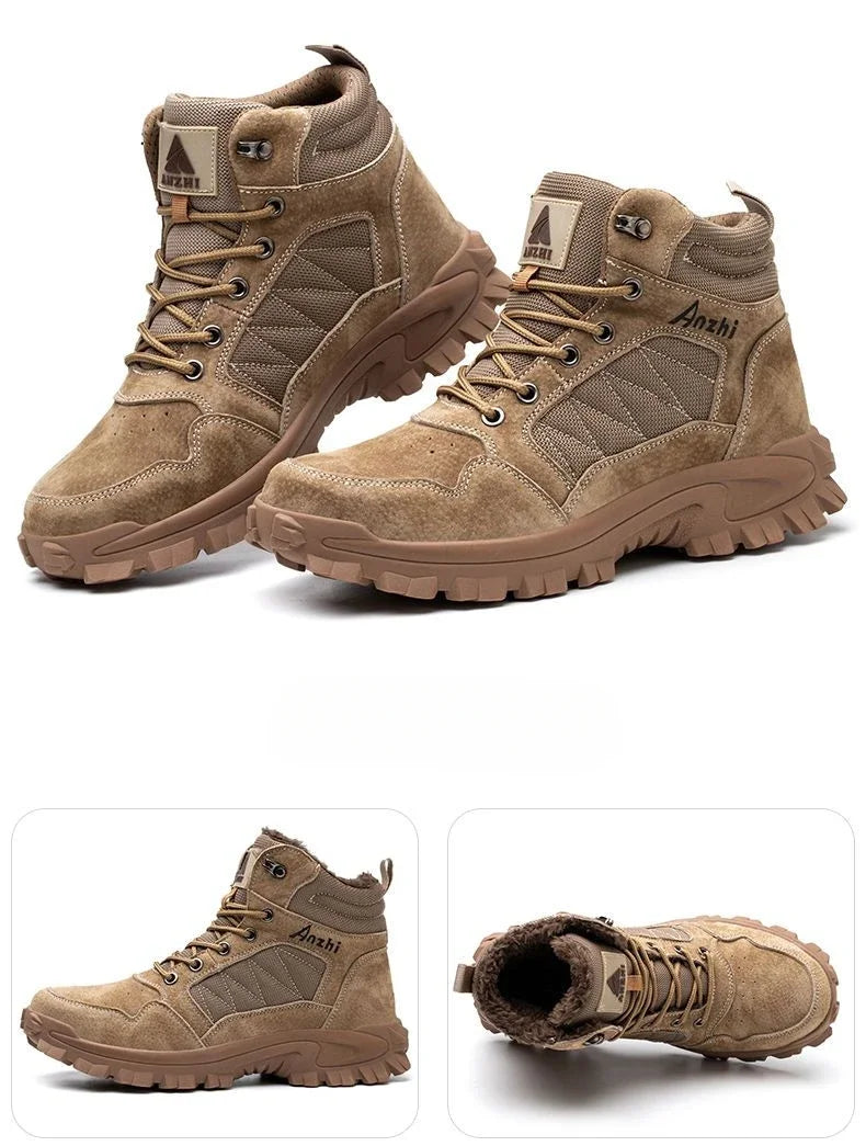 Men's Retro Leather Ankle Boots — Lace-Up Microfiber Business Booties with Rubber Sole